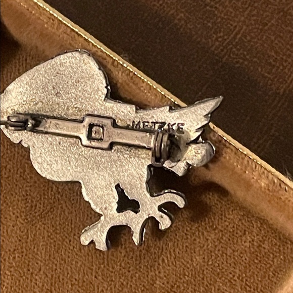Vintage Metzke Pewter Owl Brooch - Picture 5 of 5